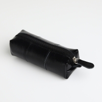 Ключница карманная на молнии, TEXTURA, длина 12,5 см, кольцо, цвет чёрный