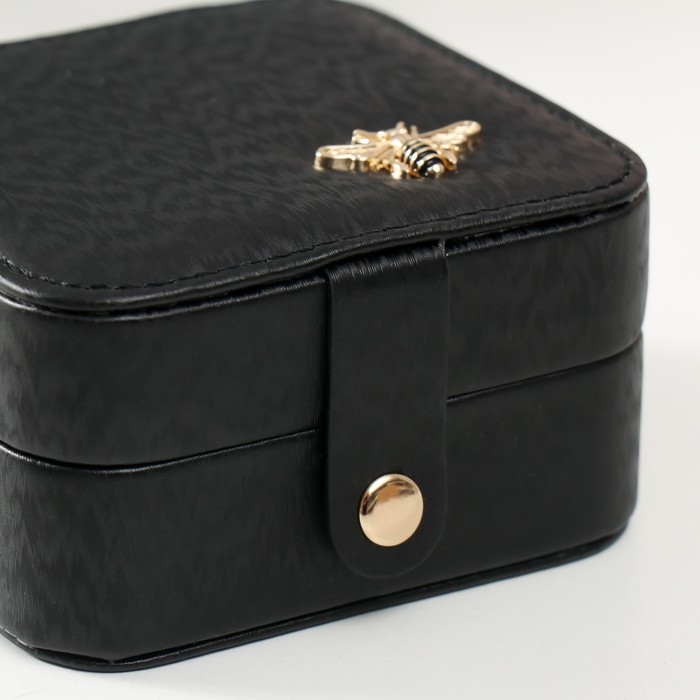Шкатулка текстиль для украшений Шкатулка текстиль для украшений "Перелив с украшением" чёрная 10х10х6 см