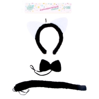 Карнавальный набор «Белые ушки» три предмета; ободок, бант, хвост Карнавальный набор «Белые ушки» три предмета; ободок, бант, хвост