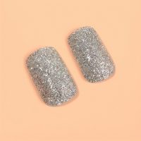 Накладные ногти &laquo;Сияние&raquo;, 12 шт, с блёстками, с клеевыми пластинами, форма мягкий квадрат, серебристые