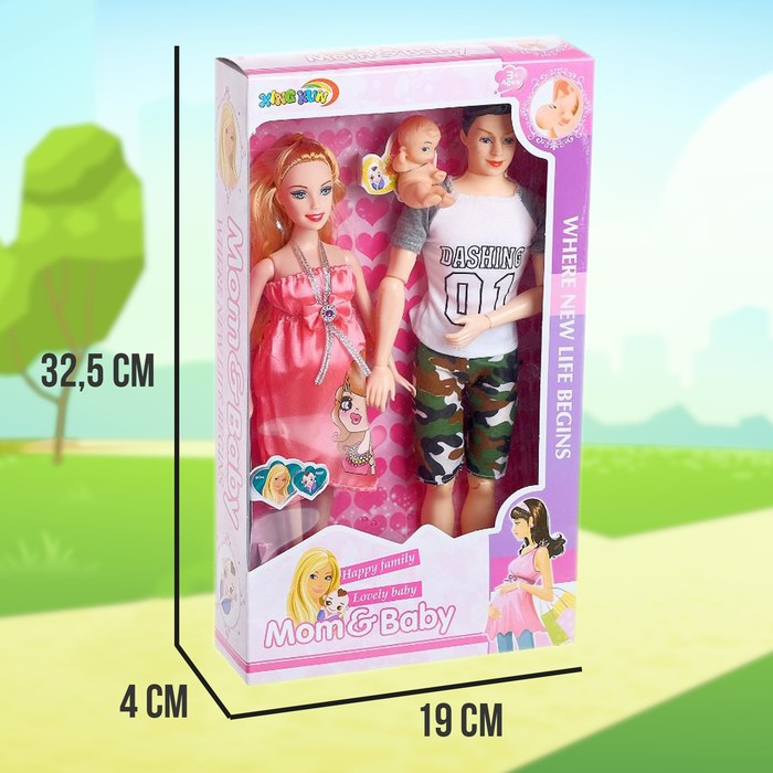 Набор «Молодая семья с пупсом»: кукла-модель беременная, кукла Алекс шарнирная Набор «Молодая семья с пупсом»: кукла-модель беременная, кукла Алекс шарнирная