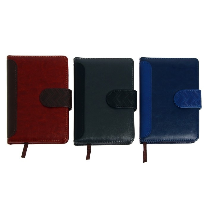 Ежедневник недатированный А6, 120 листов в клетку, тонированный срез, с хлястиком, обложка ПВХ, МИКС Ежедневник недатированный А6, 120 листов в клетку, тонированный срез, с хлястиком, обложка ПВХ, МИКС