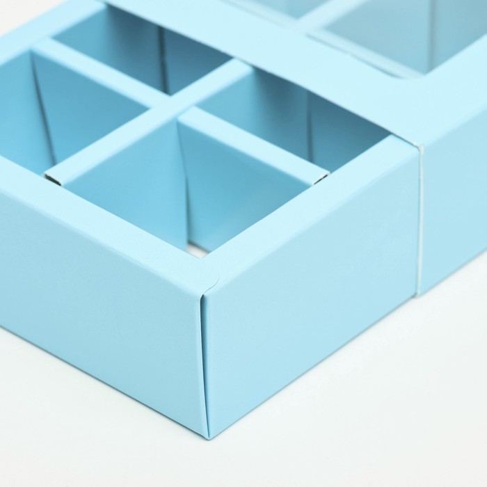 Коробка для 6 конфет, мята, 13,7 х 9,85 х 3,86 см. Кондитерская упаковка