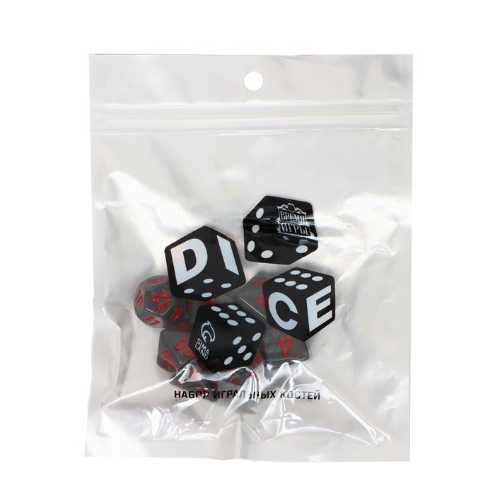 Набор кубиков для D&D (Dungeons and Dragons, ДнД) Набор кубиков для D&D (Dungeons and Dragons, ДнД) "Время игры", серия: D&D, 7 шт, серые