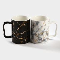 Набор кружек керамических на металлической подставке &laquo;Мрамор&raquo;, 2 предмета: 380 мл