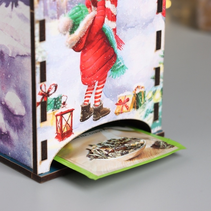 Новогодний чайный домик Новогодний чайный домик "Счастливого НГ" 20х10,5х10 см МИКС