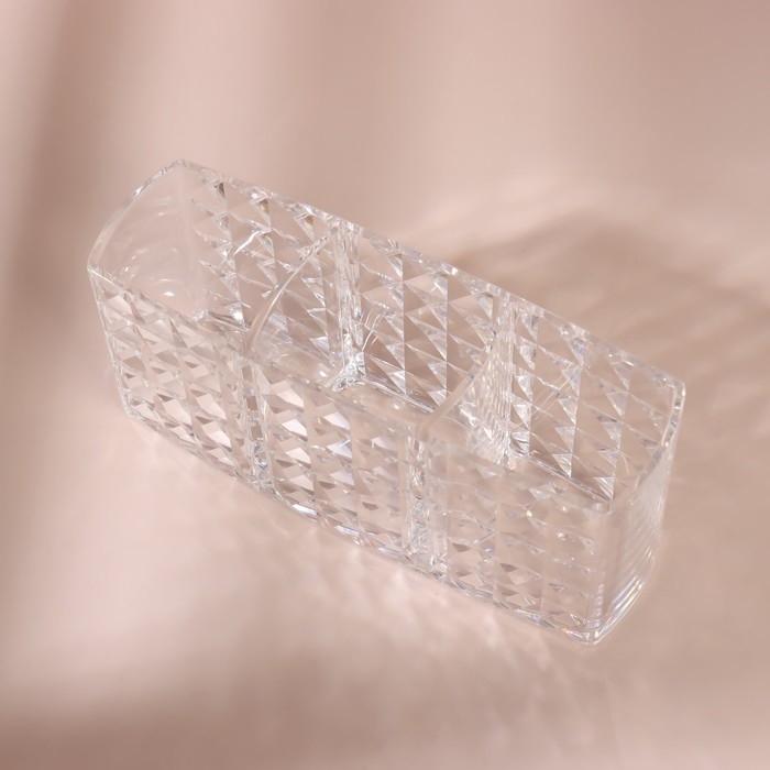 Органайзер для хранения маникюрных/косметических принадлежностей, 3 секции, 18,7 &times; 8 &times; 6 см, цвет прозрачный