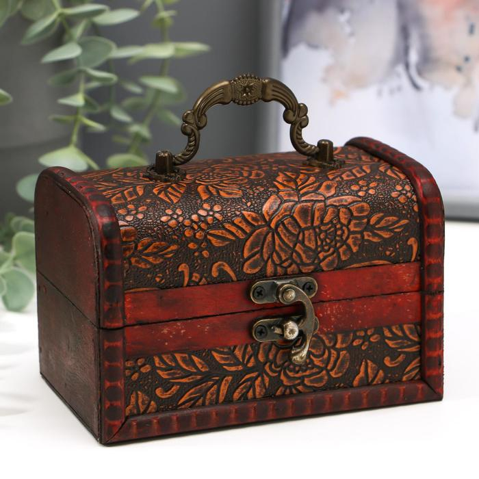 Шкатулка дерево сундучок с ручкой Шкатулка дерево сундучок с ручкой "Пышная роза" 9,4х13,8х9,7 см
