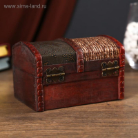 Шкатулка дерево состаренная "Завитки и сеточка" сундучок МИКС 8х13х9 см