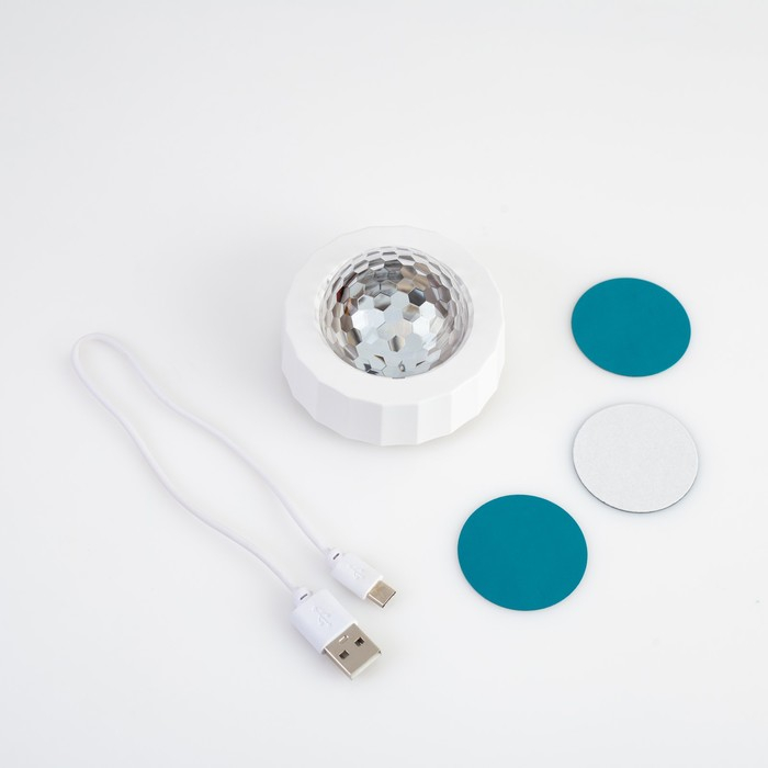 Световой прибор «Мини диско-шар» 8 см, свечение RGB, 5 В Световой прибор «Мини диско-шар» 8 см, свечение RGB, 5 В