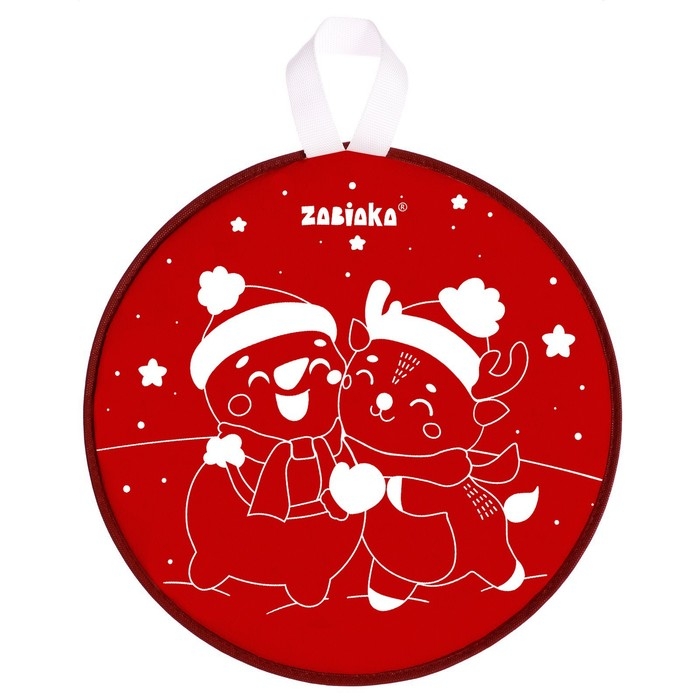 Ледянка мягкая &laquo;Снеговик и олень&raquo;, диаметр 33 см, красный