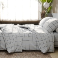 Постельное бельё Этель дуэт "Клетка" цвет белый 143х215-2 шт, 220х240, 50х70-2 шт, бязь, 125 г/м2