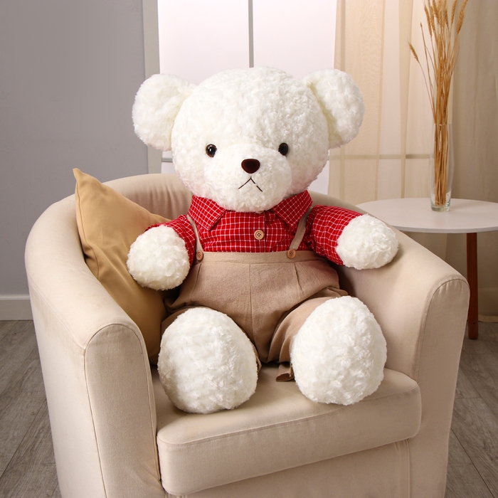 Мягкая игрушка &laquo;Медведь&raquo;, в красной рубашке, 100 см, цвет белый