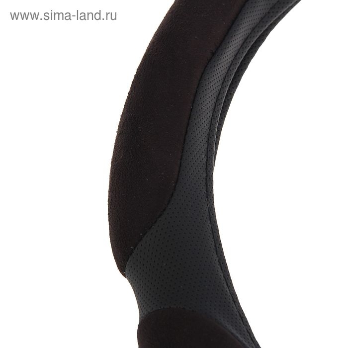 Оплетка на руль Nova Bright экокожа, спонжевая, чёрная, размер М