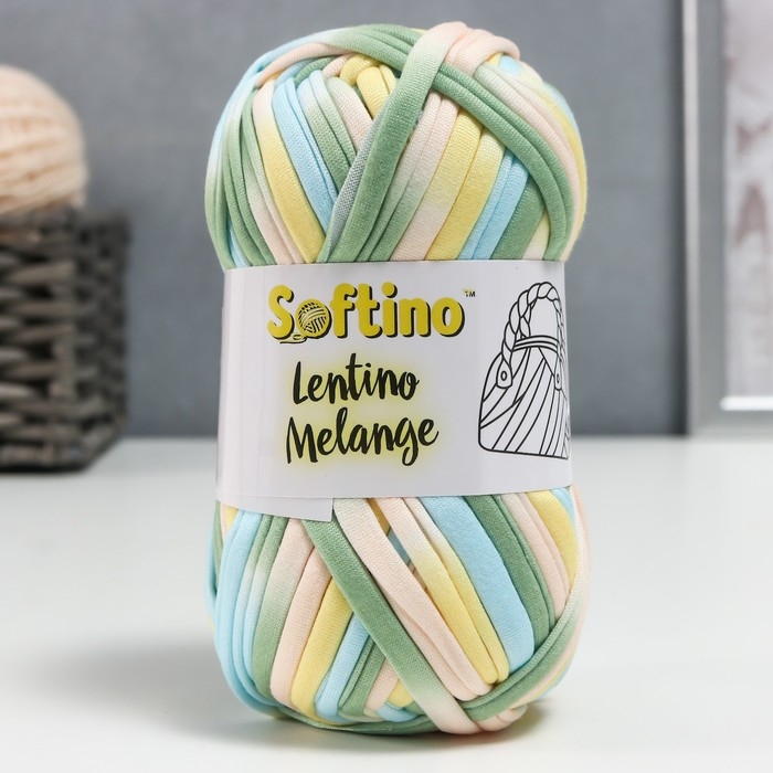 Пряжа трикотажная 95% хлопок, 5% эластан "Lentino Melange" 100 гр 30 м цвет 19