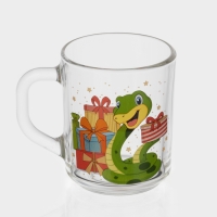 Кружка стеклянная чайная &laquo;Новогодние змейки&raquo;, 200 мл, МИКС