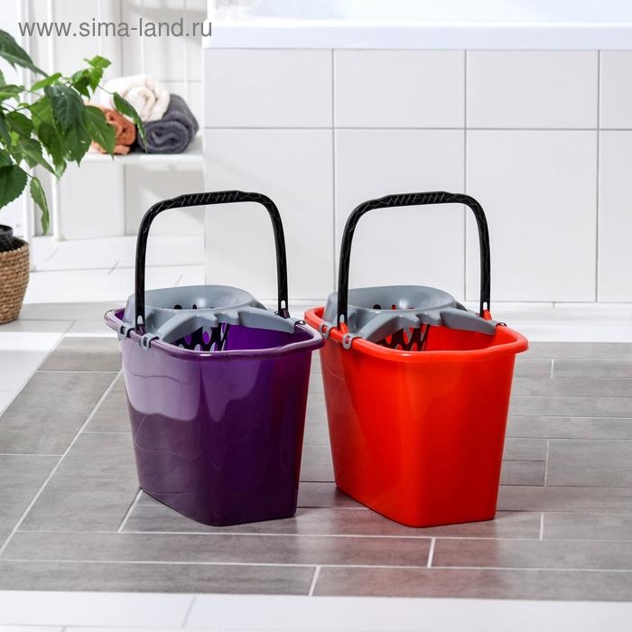 Ведро прямоугольное, 15 л, МОП, со сливом и отжимом, цвет МИКС Ведро прямоугольное, 15 л, МОП, со сливом и отжимом, цвет МИКС