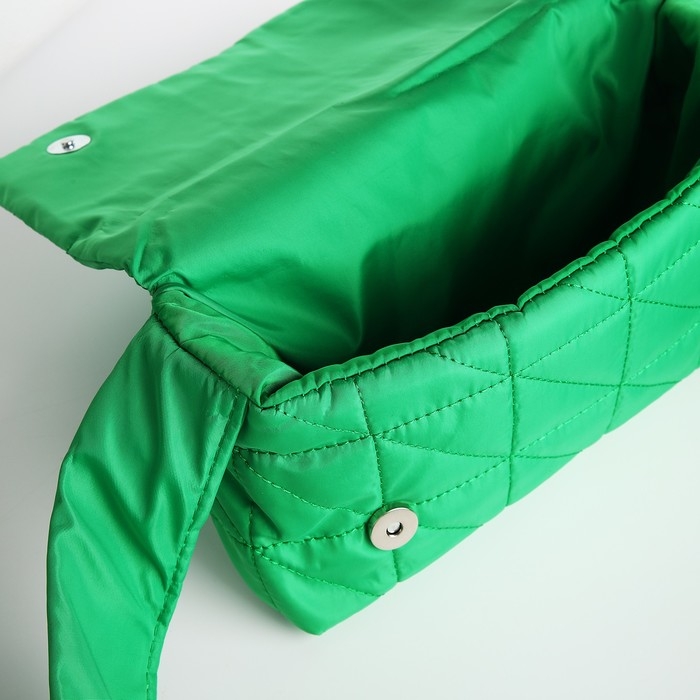 Сумка женская стеганная на плечо, отдел на молнии, 25х14х6 см, цвет зелёный