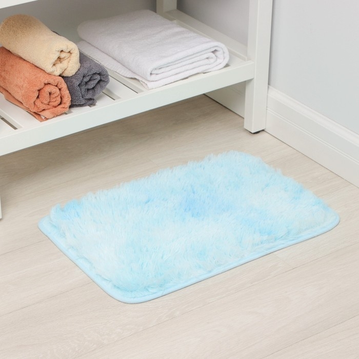 Коврик для дома Доляна &laquo;Пушистик&raquo;, 40&times;60 см, цвет сине-голубой