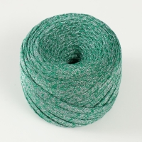 Трикотажная пряжа "Риббон" с люрексом 85м/170&plusmn;5 гр (Нефрит, люрекс: Серебро)
