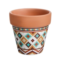 Горшок "Трапеция" терракот с узором, 9х9см, МИКС Горшок "Трапеция" терракот с узором, 9х9см, МИКС