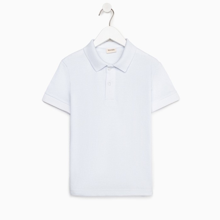 Футболка детская поло MINAKU: Basic line цвет белый, рост 98
