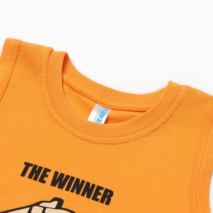 Комплект для мальчика(майка/шорты), цвет охра/ментоловый, рост 110 см