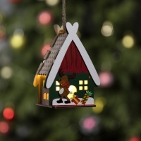 Ёлочная игрушка &laquo;Домик с оленем&raquo;, от батареек, свечение тёплое белое