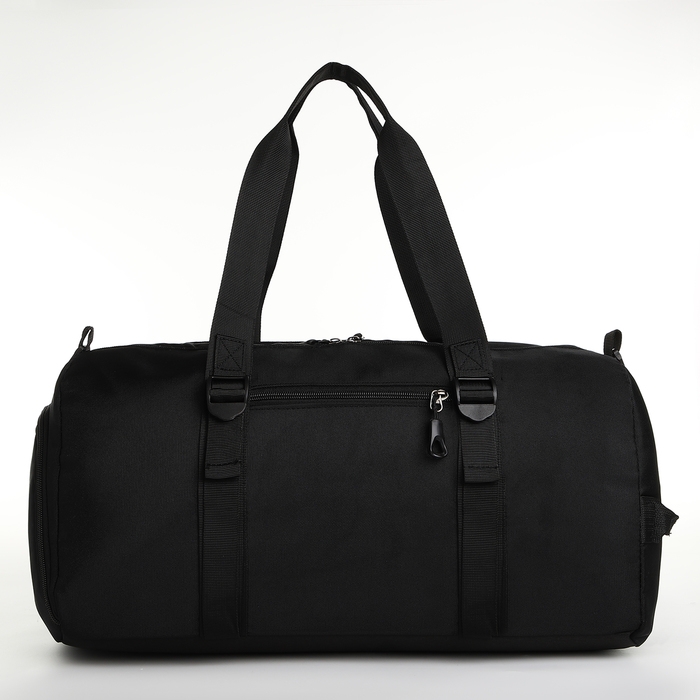 Сумка спортивная на молнии, отдел для обуви, 2 наружных кармана, длинный ремень, средний размер, цвет чёрный Сумка спортивная на молнии, отдел для обуви, 2 наружных кармана, длинный ремень, средний размер, цвет чёрный