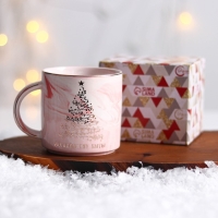 Новый год. Кружка керамическая &laquo;Волшебству быть&raquo;, 350 мл, цвет розовый