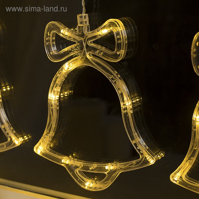 Гирлянда «Бахрома» 2.4 × 0.9 м с насадками «Колокольчики», IP20, прозрачная нить, 138 LED, свечение тёплое белое, 8 режимов, 220 В Гирлянда «Бахрома» 2.4 × 0.9 м с насадками «Колокольчики», IP20, прозрачная нить, 138 LED, свечение тёплое белое, 8 режимов, 220 В