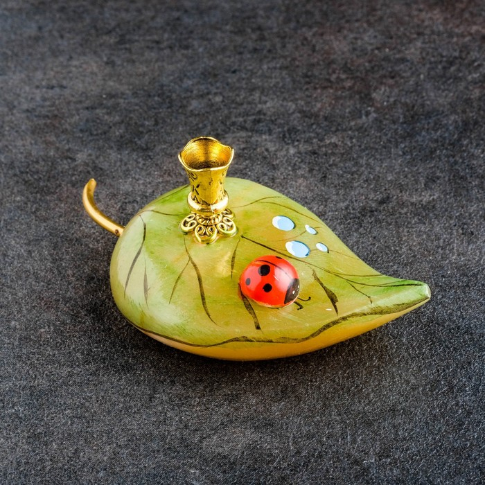 Сувенир &laquo;Подсвечник церковный с божьей коровкой&raquo;, 5&times;9 см, селенит