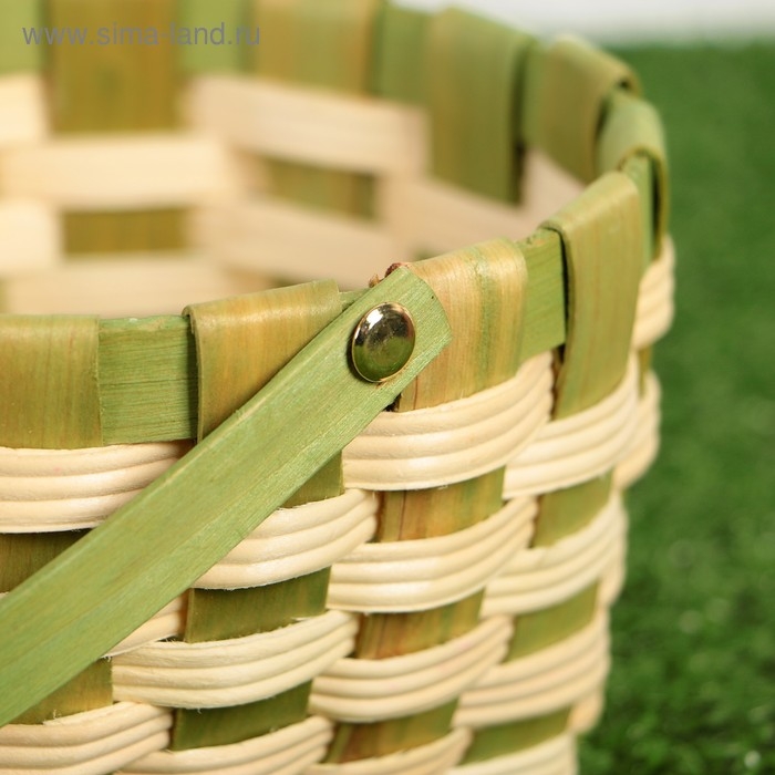 Корзина плетеная, зеленая, 16,5&times;9,5&times;20 см, шпон