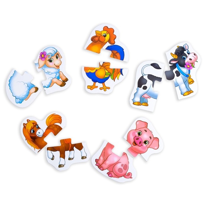 Макси-пазлы &laquo;Животные фермы&raquo;, 5 пазлов, 10 деталей