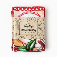 Набор кухонных полотенец Доляна &laquo;Сказочного Нового года&raquo; 35х60см-4шт, 100% хл