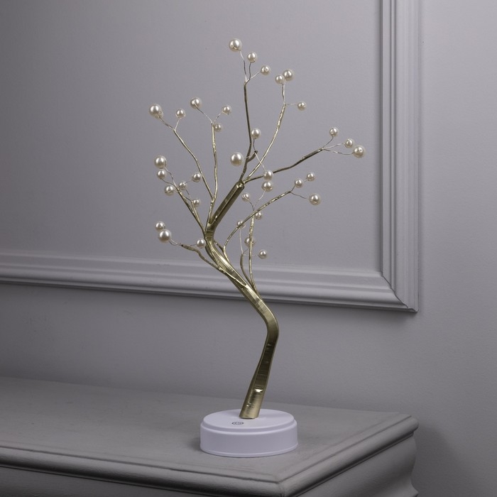 Светодиодный куст «Жемчужины золотистые» 45 см, 36 LED, постоянное свечение, батарейки ААх3 (не в комплекте), USB, свечение тёплое белое Светодиодный куст «Жемчужины золотистые» 45 см, 36 LED, постоянное свечение, батарейки ААх3 (не в комплекте), USB, свечение тёплое белое