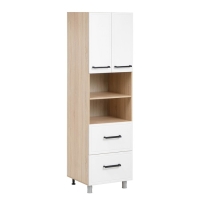 Шкаф-пенал под технику напольный Квадро, 600х565х2150, Дуб сонома/Нубук Милк