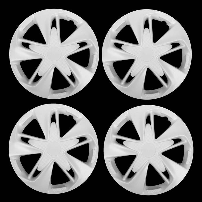 Колпаки колесные R15 Колпаки колесные R15 "СУПЕР АСТРА", белый глянец карбон, набор 4 шт.