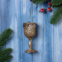 Украшение ёлочное "Бокал блеск" 10х4,5 см, золото Украшение ёлочное "Бокал блеск" 10х4,5 см, золото