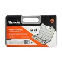 Набор торцевых головок ЕРМАК 736-498, с воротками, 1/2", 10 - 27 мм, 16 предметов Набор торцевых головок ЕРМАК 736-498, с воротками, 1/2", 10 - 27 мм, 16 предметов
