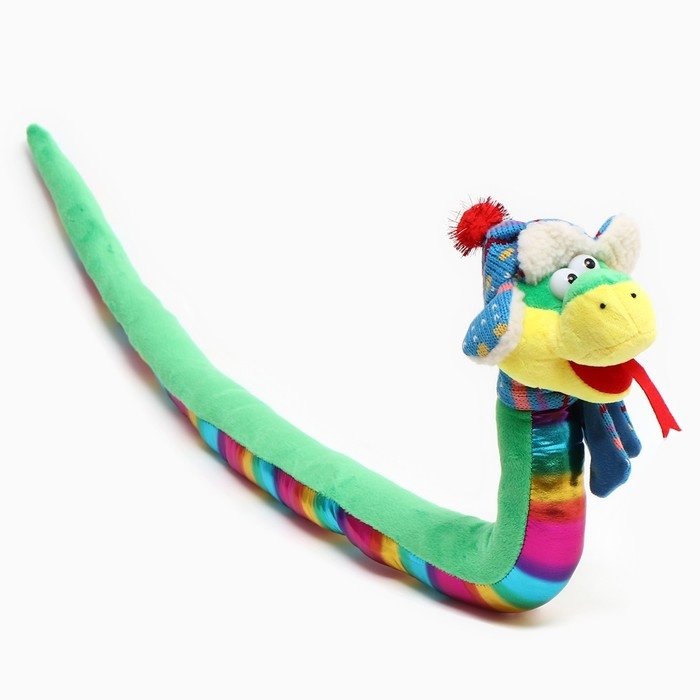 Мягкая игрушка &laquo;Змея&raquo;, с разноцветым животиком, в новогоднем колпаке, 95 см