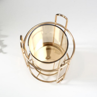 Подсвечник металл на 1 свечу "Стакан в оправе" золото18х11х11 см