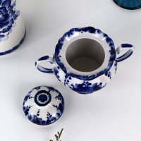 Сахарница &laquo;Цветок&raquo;, малая 17х10х11,5 см гжель