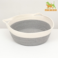 Экологичный лежак для животных (хлобчатобумажный), 40 х 30 х 15 см, вес до 15 кг, бело-серый Экологичный лежак для животных (хлобчатобумажный), 40 х 30 х 15 см, вес до 15 кг, бело-серый