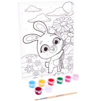 Картина по номерам для детей &laquo;Зая с цветами&raquo;&lrm;, 21 х 15 см