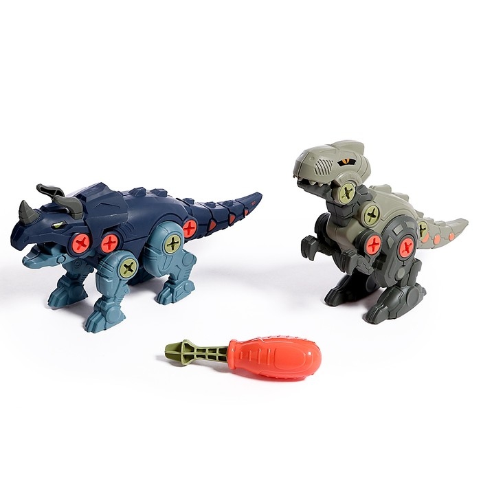 Конструктор винтовой &laquo;Мир динозавров&raquo;, набор 2 штуки, с отвёрткой