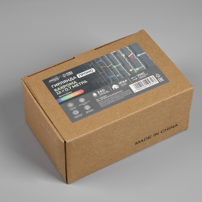 Гирлянда «Бахрома» 12 × 0.7 м, IP44, УМС, белая нить, 240 LED, свечение мульти, 220 В Гирлянда «Бахрома» 12 × 0.7 м, IP44, УМС, белая нить, 240 LED, свечение мульти, 220 В