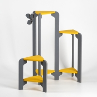 Стойка-полка для цветов треугольная Флора (3 места) Серо-желтая Стойка-полка для цветов треугольная Флора (3 места) Серо-желтая