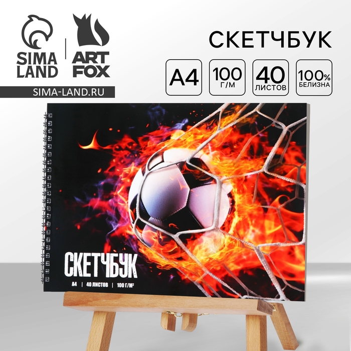 Скетчбук А4, 40 л. 100 г/м &laquo;Футбол&raquo;