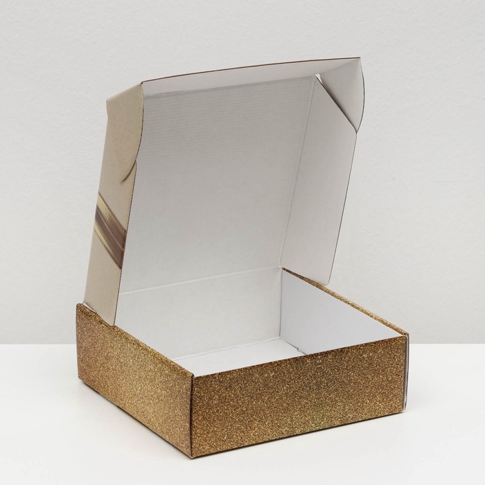 Коробка самосборная Коробка самосборная "Бант", золотая, 23 х 23 х 8 см